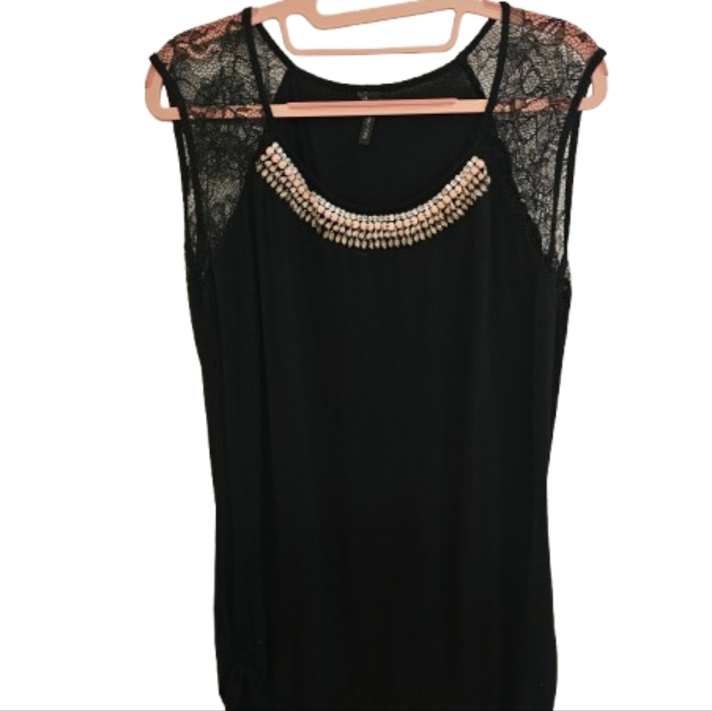 Maurices Black, Lace Shoulder, Sleeveless Top - Picture 1 of 9